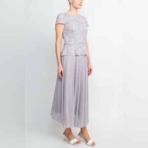 Jackie Jon Short Sleeve Beaded Fit Evening Gown Dress NWT 120.00